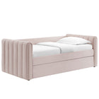 Modway Veyla Channel Tufted Performance Velvet Twin Daybed with Trundle - Pink-Twin Over Twin Layout