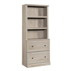 Sauder Bookcase with Drawers - Chalked Chestnut-Multi-room storage: this functional bookcase with drawers can meet your storage needs in a variety of rooms: living room, laundry, kitchen, craft, or bathroom