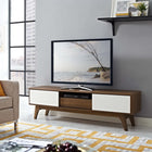 Modway Envision 59" TV Stand - Walnut White-Two White Laminate Slide Doors