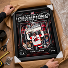 Frameworth Carolina Hurricanes 2026 Stanley Cup Champions: Seth Jarvis Shield Design PhotoGlass Framed Photo - 18" W x 22" H-Frameworth quality: Made in Canada by Frameworth Sports Marketing, established 1992, producing officially licensed sports memorabilia
