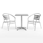Flash Furniture 23.5" Square Aluminum Indoor-Outdoor Table Set with 2 Slat Back Chairs-Square Table