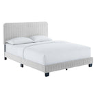 Modway Celine Channel Tufted Performance Velvet Twin Platform Bed - Light Grey-Channel Tufted Headboard