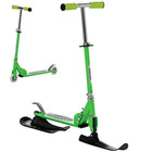Qaba Kids 2-in-1 Snow Scooter and Sled - Green-2-in-1 design, can work as traditional scooter as well as snow scooter 