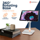 ShoppingAll Fully Adjustable Portable Tablet Stand for 4.7"-13" Phone/Tablet - White-Compact & Portable Design - The lightweight and foldable construction makes it easy to carry and store, making it ideal for home, office, or travel.