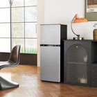 HOMCOM 4.6 cu ft  Mini 2 Door Fridge with Freezer - Silver-The 1.13 Cu.Ft freezer and 3.5 Cu.Ft fridge store frozen and fresh items with ease