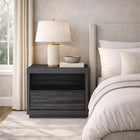 Manhattan Comfort Navis 26" Contemporary 1-Drawer Nightstand - Charcoal Grey-One spacious drawer and open shelf provide convenient storage for bedside essentials