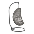 Modway Encase Outdoor Patio Rattan Swing Chair - Grey White-Adjustable Foot Pads