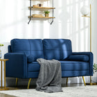 HOMCOM 56" Loveseat Sofa with Cushions and Pillows - Blue-Breathable linen-feel fabric resists wrinkles and deformation