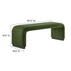 Modway Koda Performance Velvet Waterfall Long Bench - Black/Moss Green-Waterfall Design