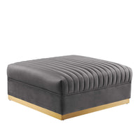 Modway Sanguine Channel Tufted Performance Velvet Modular Sectional Sofa Ottoman - Grey-Glam Deco Ottoman