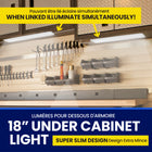 Bell+Howell Rechargeable LED Motion Activated Under Cabinet Lights - 18" - 2 Pack-Bright & Dimmable LED Lighting: Each light emits 350 lumens of bright, cool white illumination, adjustable to your preferred brightness level for the perfect ambiance.