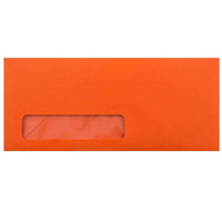JAM Paper #10 Window Envelopes, 4 1/8 x 9 1/2, Orange Brite Hue Recycled, 1000 Pack-Orange Paper Envelopes
