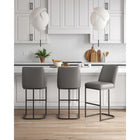 Manhattan Comfort Serena 17.71" Modern Leatherette Upholstered Barstool - Grey - 3 Pack-Frame Made of Metal with Matte Black Finish