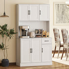 HOMCOM 71" H Pantry Cabinet with Charging Station - White-Spacious countertop doubles as a prep or display area for gadgets 