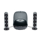 Harman Kardon  SoundSticks 4 - Black-Harman Kardon SoundSticks 4 make a statement in any contemporary home. The groundbreaking transparent dome design and sleek silhouette blend in seamlessly with your decor. The two satellite speakers and subwoofer cover look stunning with an inner rippled surface design reacting the beauty of music.
