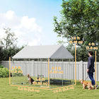 PawHut Outdoor Dog Kennel with Waterproof Roof - 9.2' x 7.5' x 7.2' - Grey-Spacious 69 sq. ft (6.4 m²) area for dog play and relaxation 