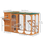 PawHut 76" L Outdoor Wooden Catio Walk-in Cat House with Jump Platforms - Orange-Window and door opening for cats observing outside 