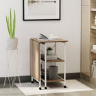 HOMCOM 42.1" Folding Computer Desk with Storage Shelves - Natural-Easy to clean furniture dust-resistant top surfaces