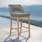 Modway Wellspring Outdoor Patio Teak Wood Bar Stool - Light Gray Greige-Premium Teak Wood Base