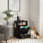 PawHut Pet Feeder Station Storage Cabinet and Container - Black-Made of an MDF board, which is so and resistant 