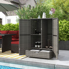 Outsunny Wicker Outdoor Storage Cabinet with Shelves-Its powder-coated steel frame is water-safe and intended for long-term outdoor use