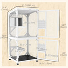 PawHut 31.5" L Outdoor Large Catio Cat House with Wheels and Resting Box - White-Built from solid fir wood coated with pet-friendly painting and galvanized wire mesh to ensure stability 