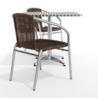 Flash Furniture 31.5'' Square Aluminum Indoor/Outdoor Table, 2 Rattan Chairs (TLH32SQ020CHR2)-Flash Furniture 5 Year Limited Product Warranty