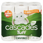 Cascades Tuff Enviro Jumbo Kitchen Roll Paper Towels - 100% recycled - 105 Sheets - White - 4 Packs of 6 Rolls - 24 Rolls-24 rolls/pack