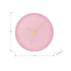 Monarch Specialties 9108 12" Round Wall Clock - Pink Face/Pink Frame-Designed with an easy to read gold numeric layout under a glass surface to quickly catch the time at a glance