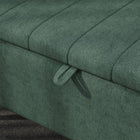 HOMCOM Linen Fabric Storage Ottoman Bench - Dark Green-Material: Linen-touch Fabric (100% polyester), Foam, Steel