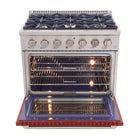 Kucht 36" KDF Series Pro Style Propane Gas Dual Fuel Range - Stainless Steel/Red-Heavy-duty cast-iron grates allow cookware to slide smoothly between burners without lifting