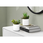 Monarch Specialties 7" Artificial Indoor Succulent Green Plants - Table - White Ceramic Pots - Set of 2-Each faux indoor plant is potted up in a white ceramic pot which is dressed with pebble rocks for a natural look