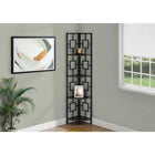 Monarch Specialties 3612 62"H Bookcase - Espresso/Black Metal Corner Etagere-4 fixed shelves