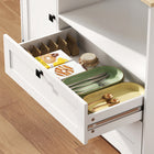 HOMCOM 64" H Kitchen Pantry Cabinet with 3 Compartments and 2 Drawers - White-Colour: White, Natural Wood, Black 