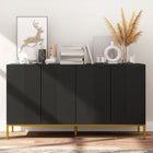 HOMCOM 55.1" L Sideboard Buffet Cabinet - Black-Quality particleboard and metal legs ensure sturdiness