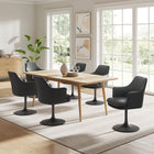 Modway Lippa Swivel Dining Vegan Leather Armchair - Black Black-360º Swivel Capability