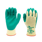 Atlas Natural Rubber Latex Rough Grip Glove - Poly/Cotton Liner - Green/Yellow - Small -10-gauge seamless knit poly/cotton liner
