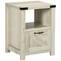HOMCOM Side Table with Storage - Oak-Farmhouse style highlights your home décor