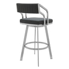 Armen Living Capri 26" Counter Height Modern Swivel Bar Stool in Metal & Slate Grey Faux Leather-4
