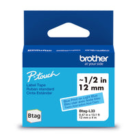 Brother Genuine BTAGL33 Label Tape for P-touch Label Makers - Blue on Light Blue - 12 mm W x 4 m L-Whatever your project, you have our word on it.Trust Brother, Canada’s reliable label maker brand for all your labelling needs.