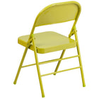 Flash Furniture HERCULES COLORBURST Series Twisted Citron Triple Braced & Double Hinged Metal Folding Chair-Triple Braced and Double Hinged Frame