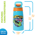 Danawares Hot Wheels Double Wall Stainless Steel with Silicone Spout - 430 ml-This 430ml bottle features a double-wall design to keep drinks cooler for longer