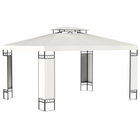 Outsunny 10 ft W x 13 ft L Outdoor Gazebo - Double Roof Patio Gazebo Canopy - White-Spacious metal screened gazebo with ruffles