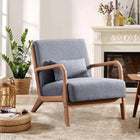 Ebello Hertford 26" Wide Mid Century Upholstered Solid Wood Accent Chair with an Extra Pillow - Grey-The solid wood frame is sturdy and supports a weight capacity of 250 Ibs+