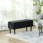 HOMCOM Storage Ottoman with Wooden Legs and 57 L Capacity - Black-Elegant style bench for decoration