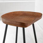 Modway Concord Backless Wood Counter Stools - Walnut - Set of 2-Powder-Coated Metal Legs