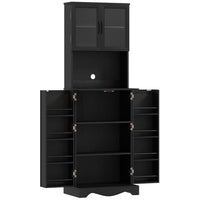 HOMCOM 71" H Kitchen Pantry Cabinet with 8 Door Shelves - Black-Offers ample storage with two cabinets, eight door shelves and spacious countertop 
