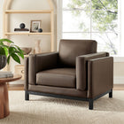 Modway Roscoe Vegan Leather Armchair - Espresso-Kiln-Dried Weathered Wood Frame