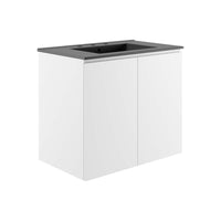 Modway Bryn 30" Wall-Mount Bathroom Vanity - White/Black-Modern Bathroom Vanity
