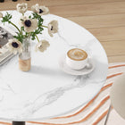 HOMCOM Round Dining Table with Steel Base & Non-slip Pad for Living Room - White-Materials: MDF, Steel